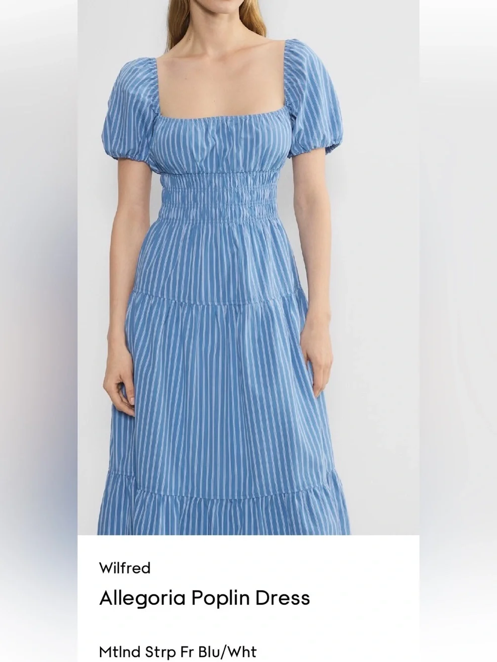 Aritzia Blue Striped Allegoria Poplin Dress - Picture 2 of 8